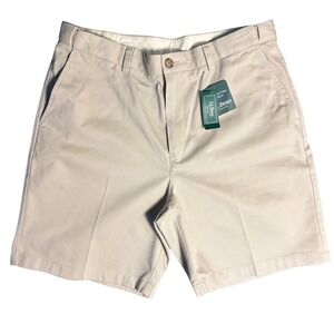 LL Bean‎ Mens Khaki Shorts Size 35W Wrinkle Free Cotton Comfort Waist NEW